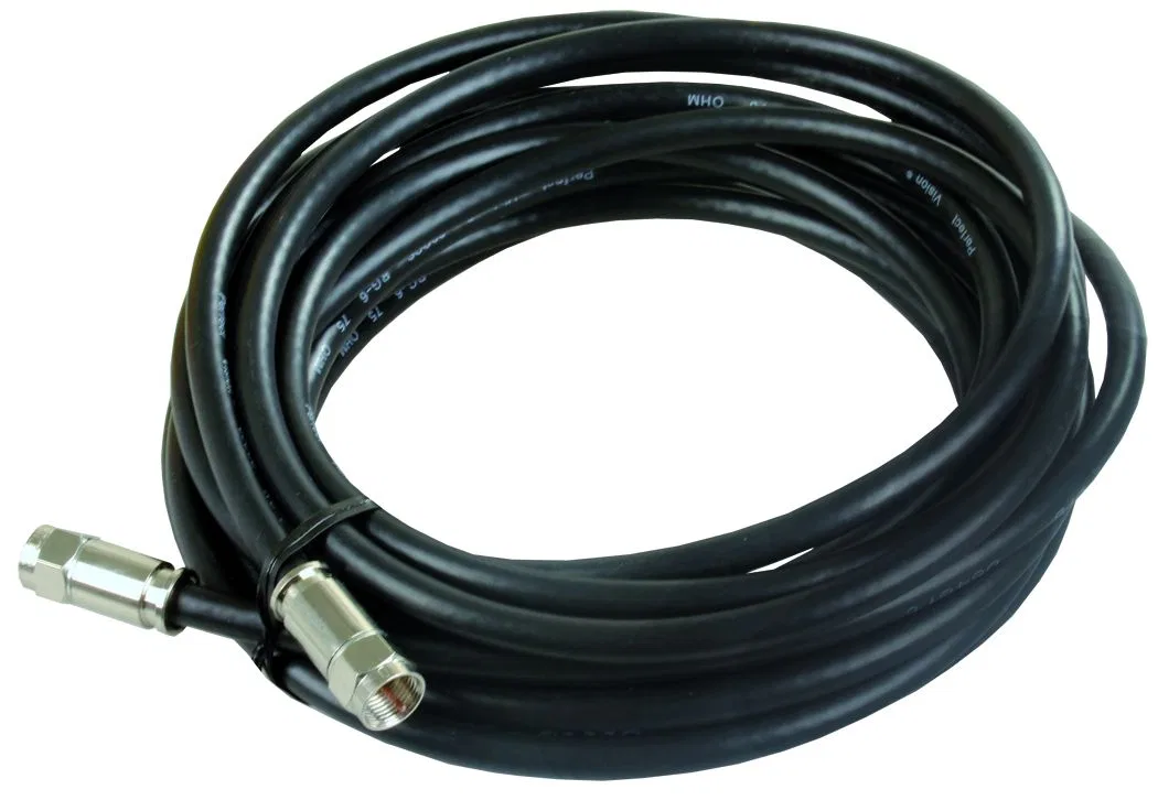 47975 – JR PRODUCTS Coaxial Cable, RG6 With Compression End Fittings 20 Foot Length Black